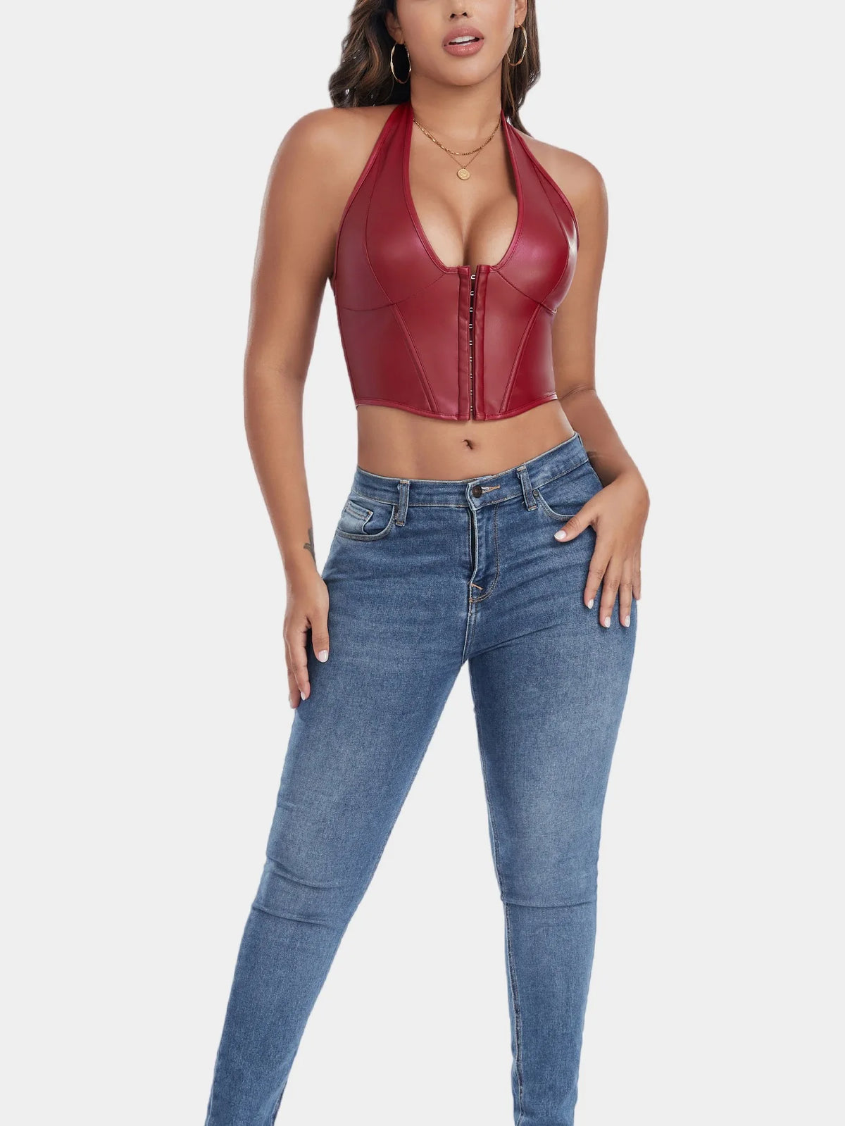 Women's PU Leather Corset-Style Vest Top