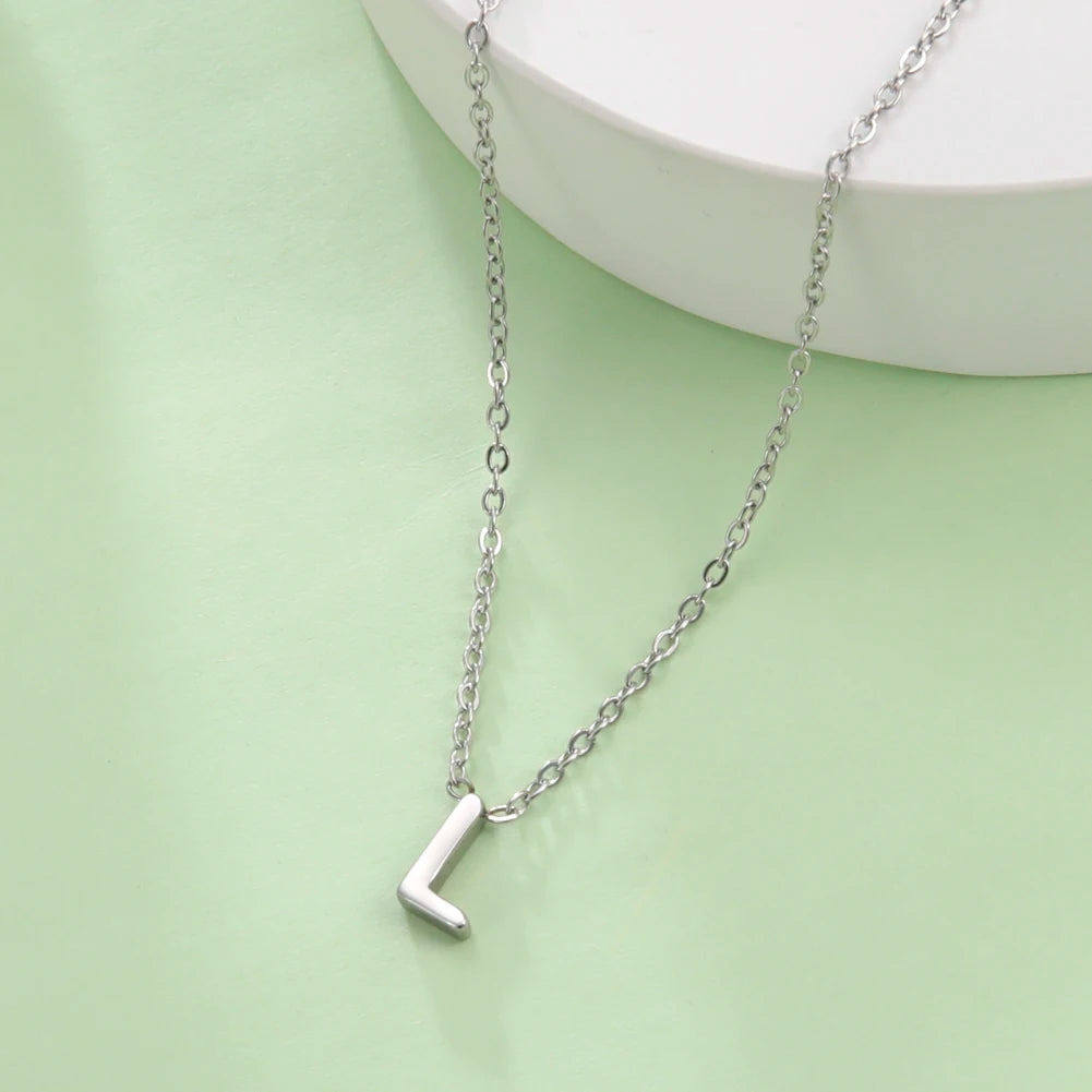 Cazador Minimalist Initial A-Z Letter Necklace for Women Alphabet Stainless Steel Choker Chains Jewelry Birthday Gift Wholesale