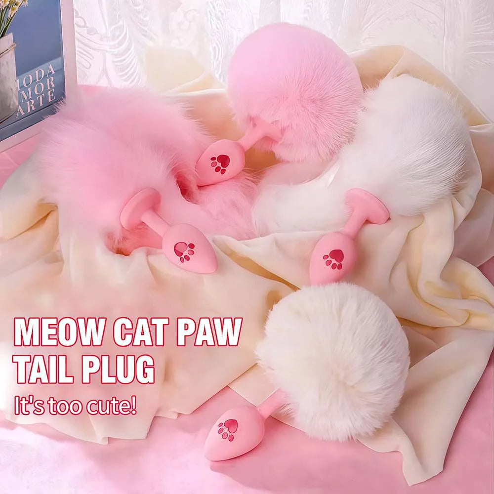Cat Paw Anal Plug Adult Couple Games Butt Plug Erotic Product Penetration Anal Toys with Hairball Fox Tail Sex Toy for Men Women