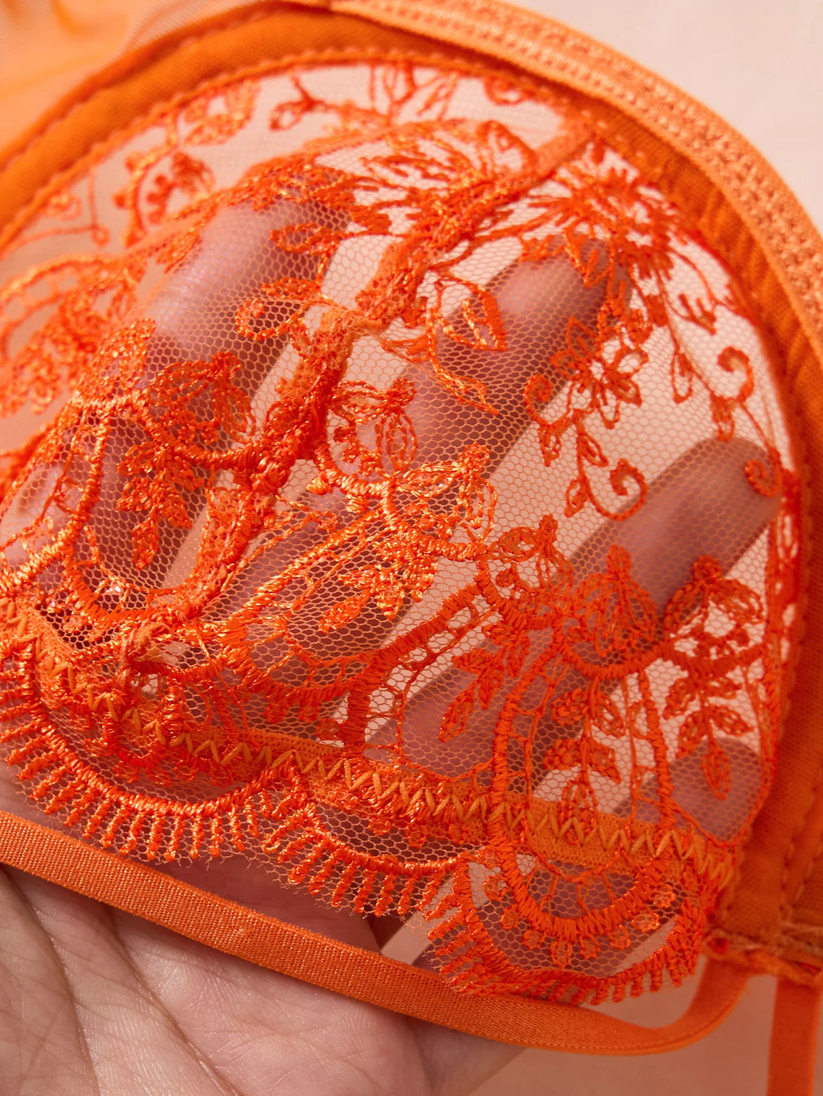 Orange Lace Push-Up Bra & Panty Set