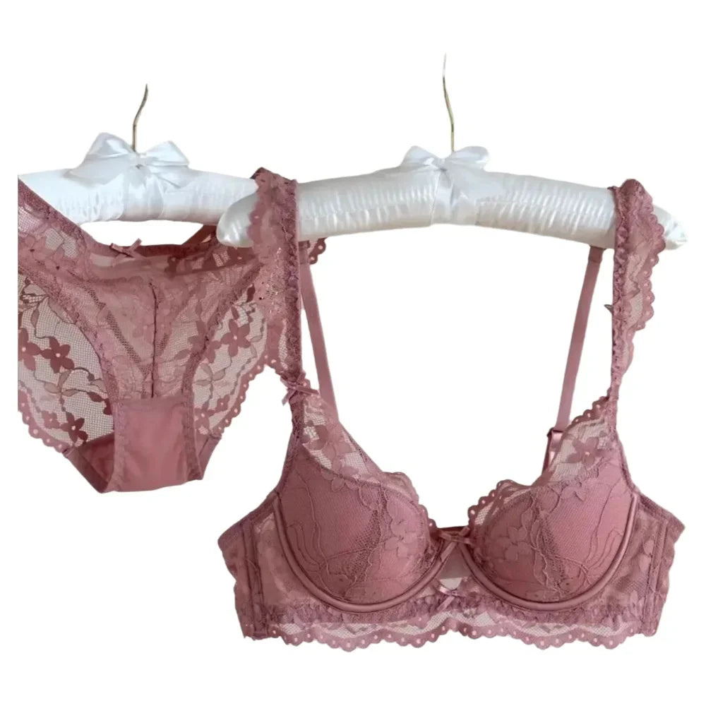 Women's Lace Bow Bra Set