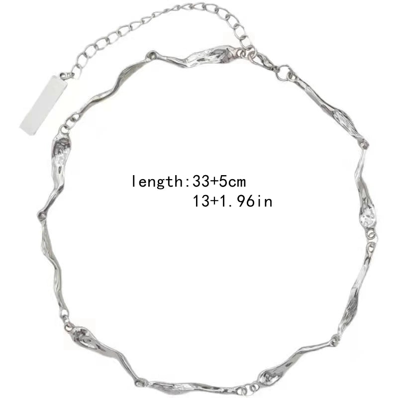 Korean Kpop Irregular Zircon Chain Necklace For Women Punk Grunge Geometric Short Choker Clavicle Chain Necklaces Egirl Jewelry