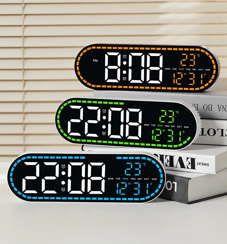 Large Digital Wall Clock Temperature and Date Week Display Electronic LED Table Alarm Clocks Brightness Adjustable 12/24H Format