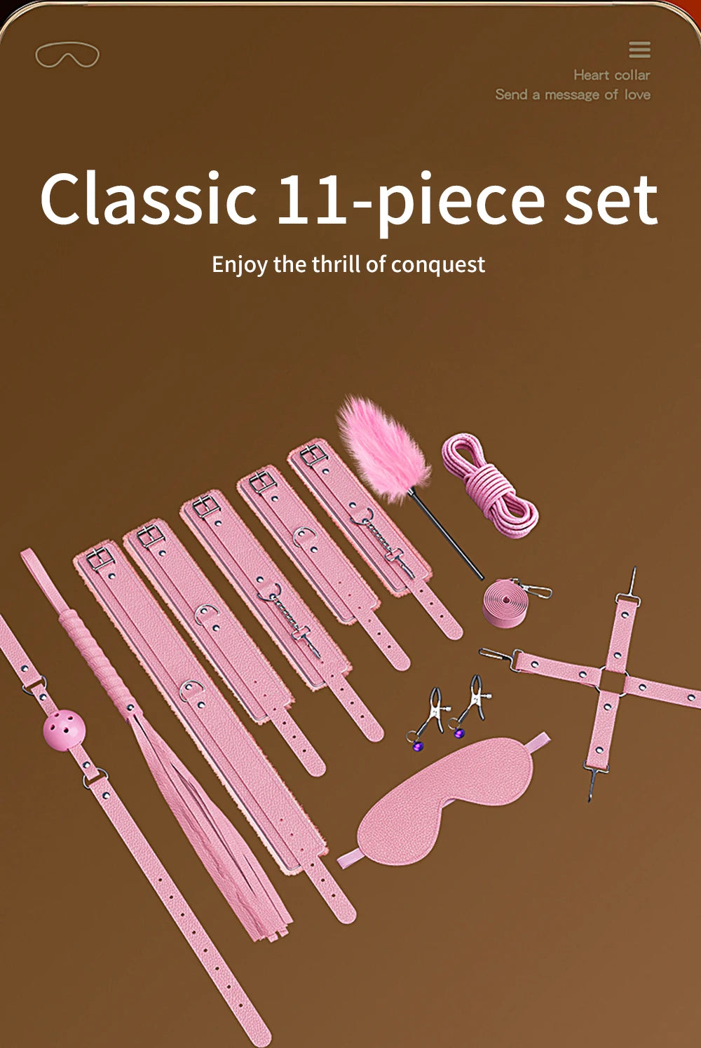 Bdsm Bondage Set Restraint Adult Game Handcuff Neck Collar Wrist Mouth Gag Strap Fetish SM Sex Toys for Woman Couples Product