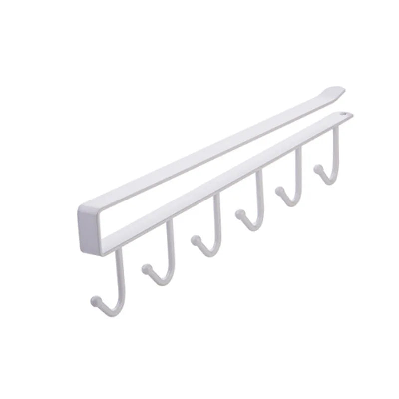 Wall-mounted Hat Storage Rack Iron Storage Hanger with 6 Hooks Portable Multi-functional Wardrobe Storage Hanger Door Hat Holder