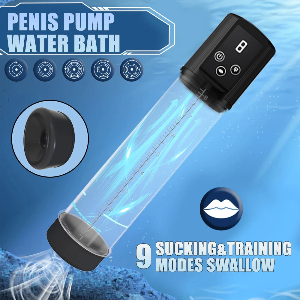 Electric Penis Pump Erection Enlargement Extend Pump 9 Suction Levels Masturbating Penis Extender Exerci Sex Toy for Adult Men