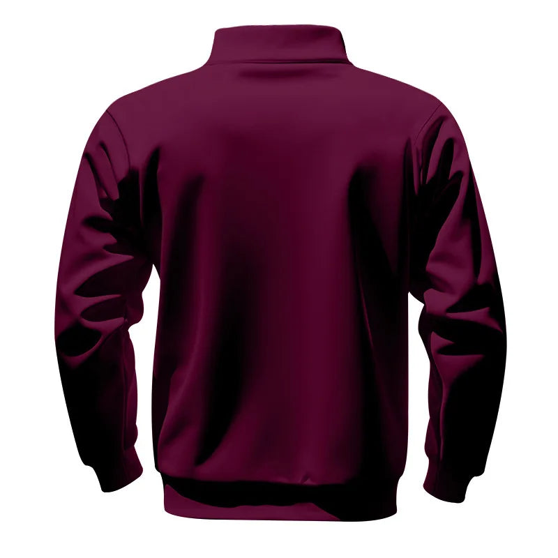 American autumn and winter heavy fleece long-sleeved men's sweater half zipper loose stand-up collar pullover men's sweater