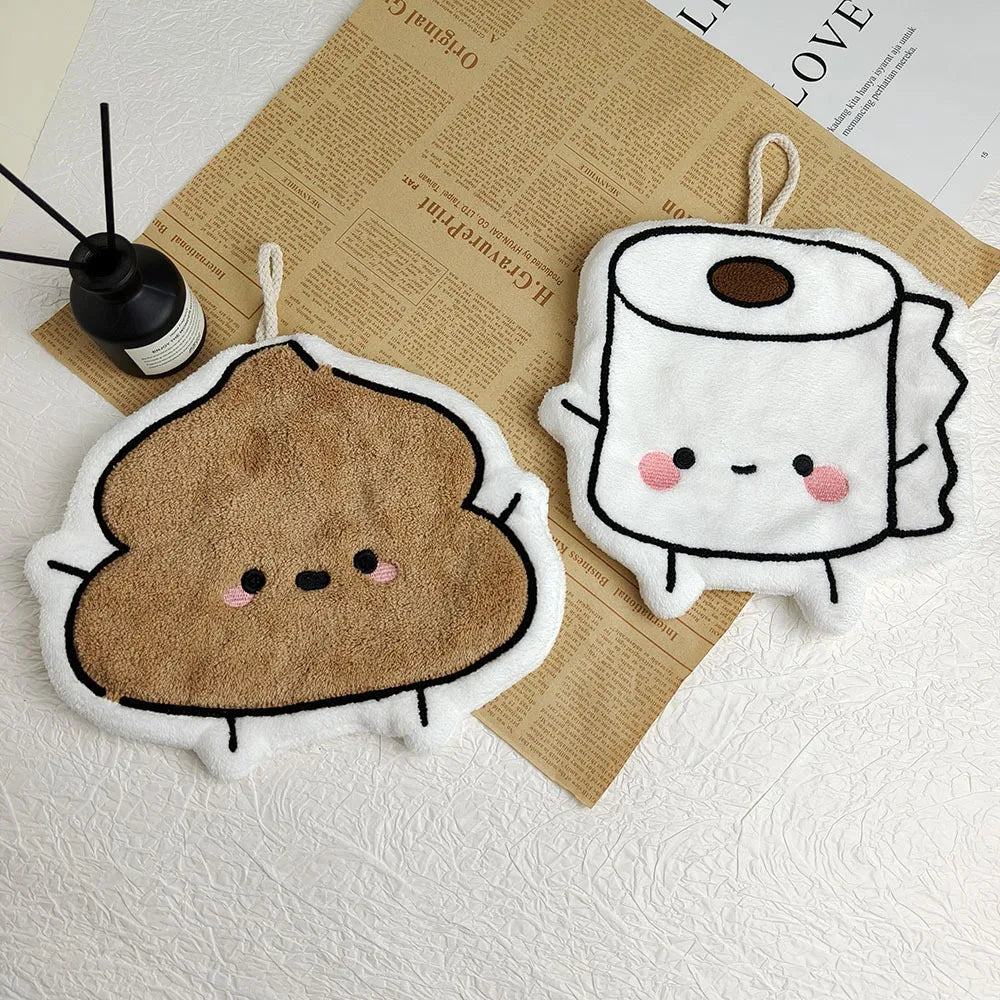 Soft Cartoon Hand Towel Wall-mounted Double-layer Thickened Coral Fleece Towel Super Water Absorbent Quick Drying Cotton Towel