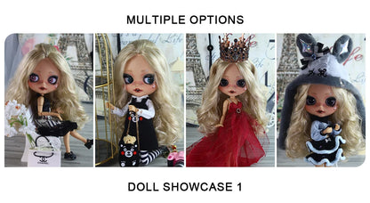 ICY DBS Blyth 1/6 Doll Hand Painted Set Tan Skin Long Eyelash Sleeping Doll Set SD