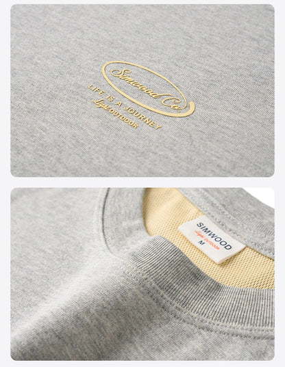 SIMWOOD 2026 Summer New 【Oversize Short Length】240gsm Moisture Wicking Quick Dry T-shirt Men Two-Tone Color Design Tops