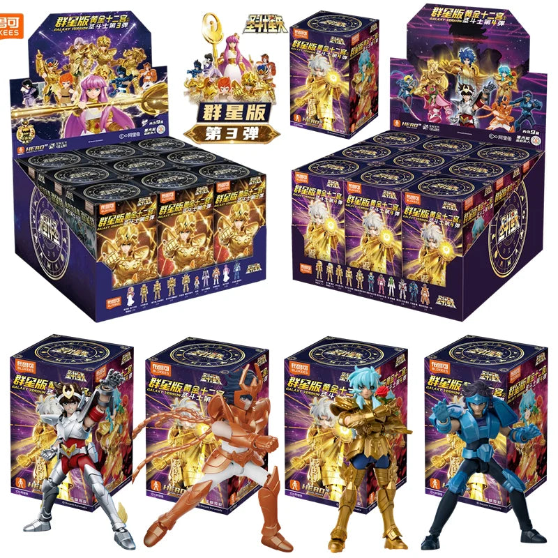 Blokees Galaxy Version Gold Saint Action Figure Libra Dohko Sagittarius Champion Seiya Mu Aiolia Assembly Toys Children Gift