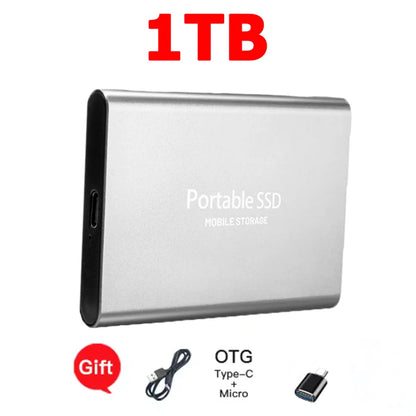 High-speed SSD 1TB Portable External Hard Drive 2TB Solid State Drive 4TB Mass Hard Disk for Laptop Mac PC and Mobile Phone Data