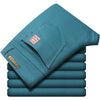 2024 Autumn New Men's Bright Stretch Fit Jeans Trendy Denim Straight-leg Trousers Male Red Lake Blue Yellow Trousers