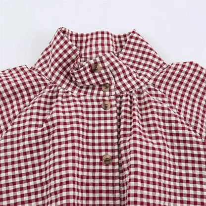 Guobioziy Women's Jacket 2026 Autumn New Plaid Long-Sleeve Drawstring Loose Jacket Parka Casual Fashion Versatile