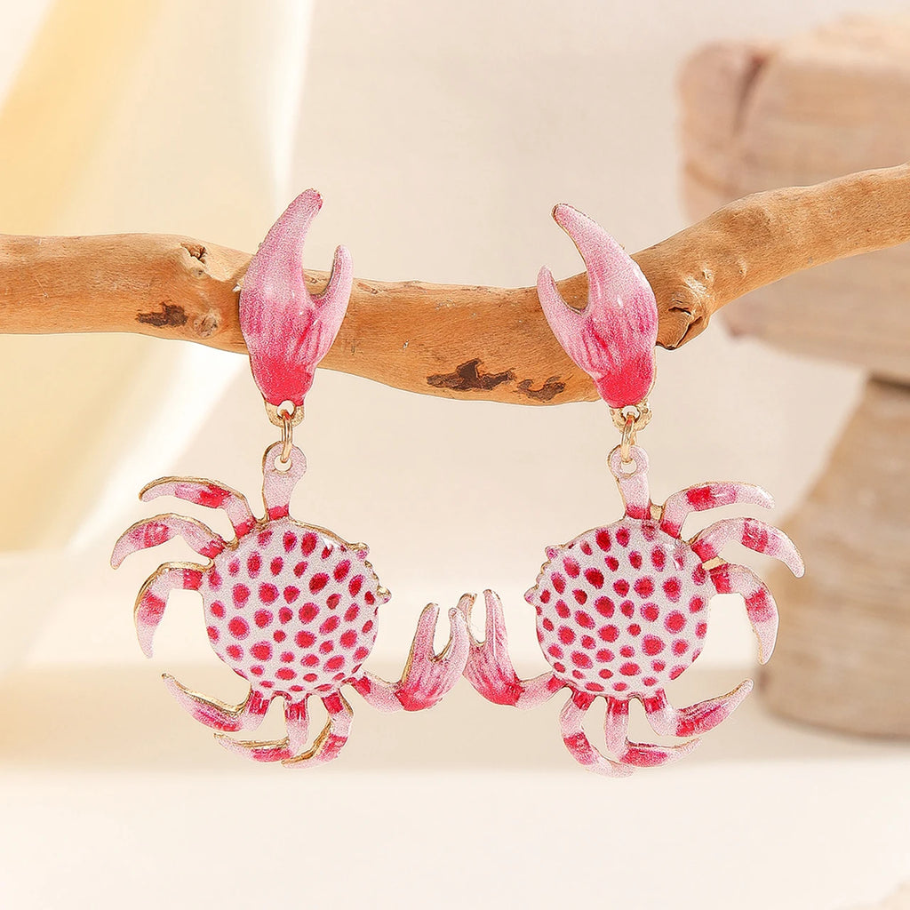 2025 Exaggerated Lobster Seashell Drop Earrings Bohemian Summer Beach Ocean Style Animal Colorful Crab Lobster Holiday Earring