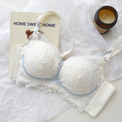 Sexy Lace Lingerie Women's Small Breasts Gathered to Show Large Without Steel Ring Underwear Anti-Sagging Breasts Bra