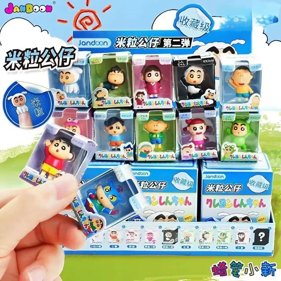 Original JANDOOM Crayon Shin-chan Blind box Shin chan Anime Figure Rice grain Doll Mini Figure Cute Cartoon Model Kids Toys Gift