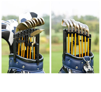 Golf Clubs Fixture Accommodate 9 Iron Holder Reduce Pole Head Collisions Adjustable Width Training Aids ZJ018