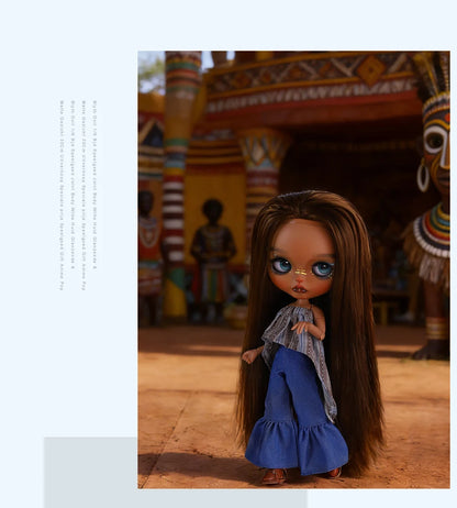 ICY DBS Blyth 1/6 Doll Hand drawn Set Black Skin Long Eyelash Sleeping Eye Special Eye