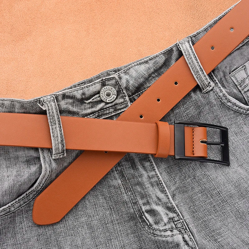 New men's luxury belt PU leather belt metal pin buckle high-quality well-known brand designer belt jeans men's belt