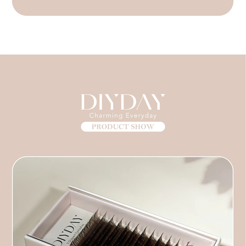 DIYDAY YY Shape Eyelash Extension C D L LU(M) N Curl Brown Lash Natural Soft Premade Volume Fans Two Tips Y-Shaped False Eyelash