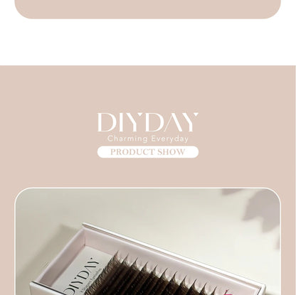 DIYDAY YY Shape Eyelash Extension C D L LU(M) N Curl Brown Lash Natural Soft Premade Volume Fans Two Tips Y-Shaped False Eyelash