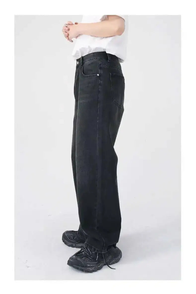 IEFB Men's Jeans New Korean Personality Straight Wide Leg Denim Pants Fashion Autumn Spring Vintage Male Trousers 9A5577