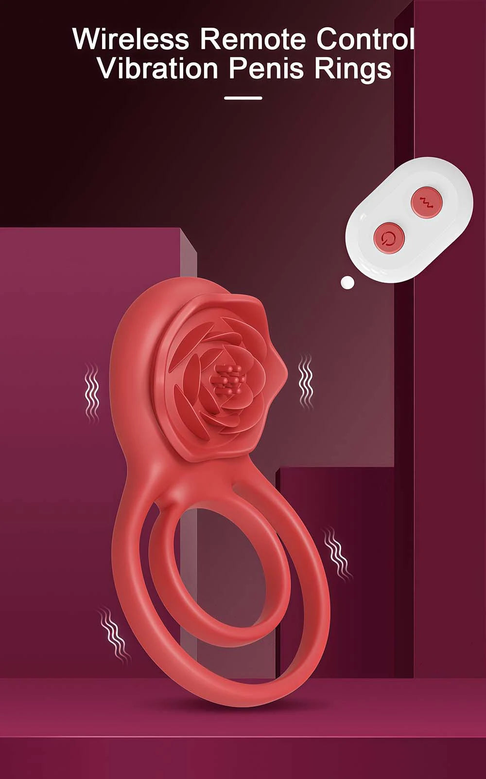Penis Ring Vibrator 7 Modes Cockring Sexual Stimulation Long Lasting Stronger Male Rose Sex Toys for Couple Pleasure Adult Toys