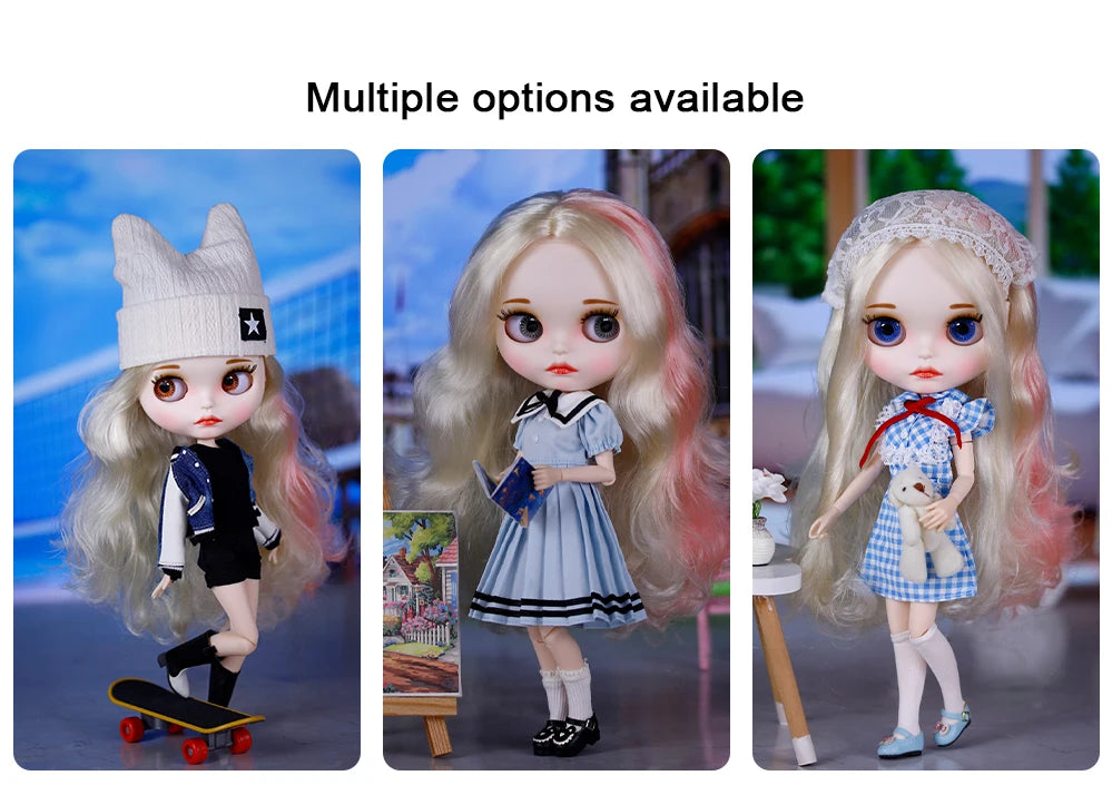 ICY DBS Blyth Doll Pleated Skirt Leather Jacket Hat Set Anime Girl jiontBody 1/6 BJD
