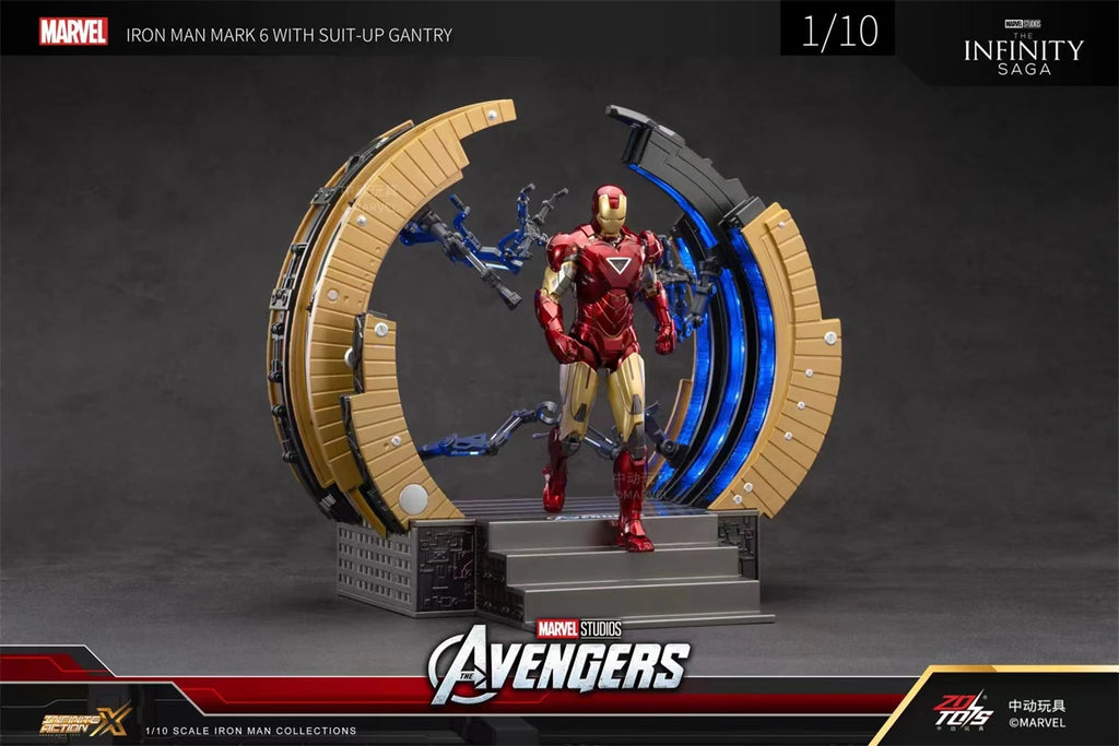 ZD Toys Avengers Iron Man Action Figure MK6 Suit-up Gantry Suit Up Gantry With MK4 Tony Stark Legends Collection Toy Gift