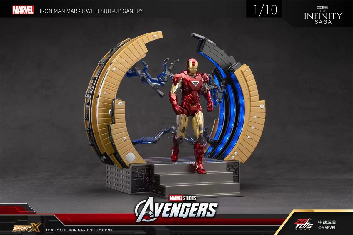 ZD Toys Avengers Iron Man Action Figure MK6 Suit-up Gantry Suit Up Gantry With MK4 Tony Stark Legends Collection Toy Gift