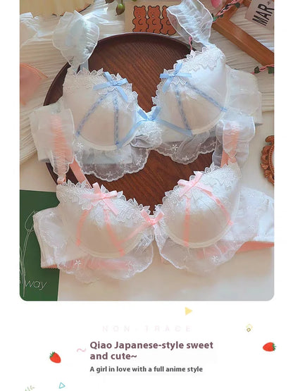 Women's Lace Bow Underwire Bra Set