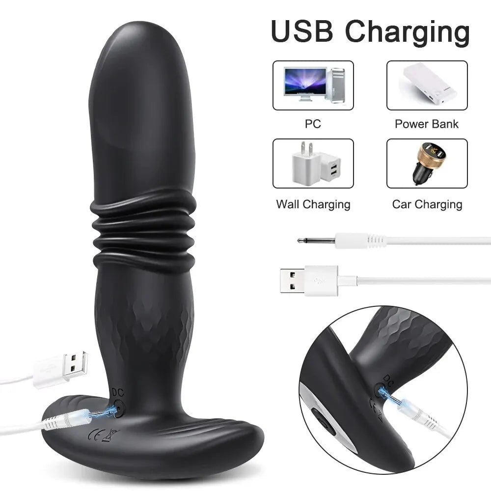 Thrusting Sex Toys Anal Plugs, Anal Toys Sex Toy Vibrating Butt Plug G Spot Vibrator Anal Beads Prostate Massager for Men Women