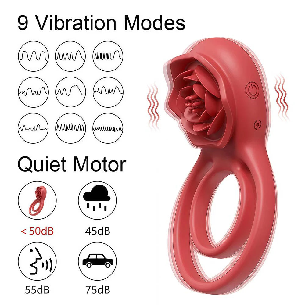 Penis Ring Vibrator 7 Modes Cockring Sexual Stimulation Long Lasting Stronger Male Rose Sex Toys for Couple Pleasure Adult Toys