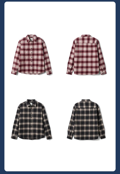 SIMWOOD High Standard 2026 Spring New Oversize 270gsm Wool Blend Plaid Shirts Men Warm Vintage Shirt