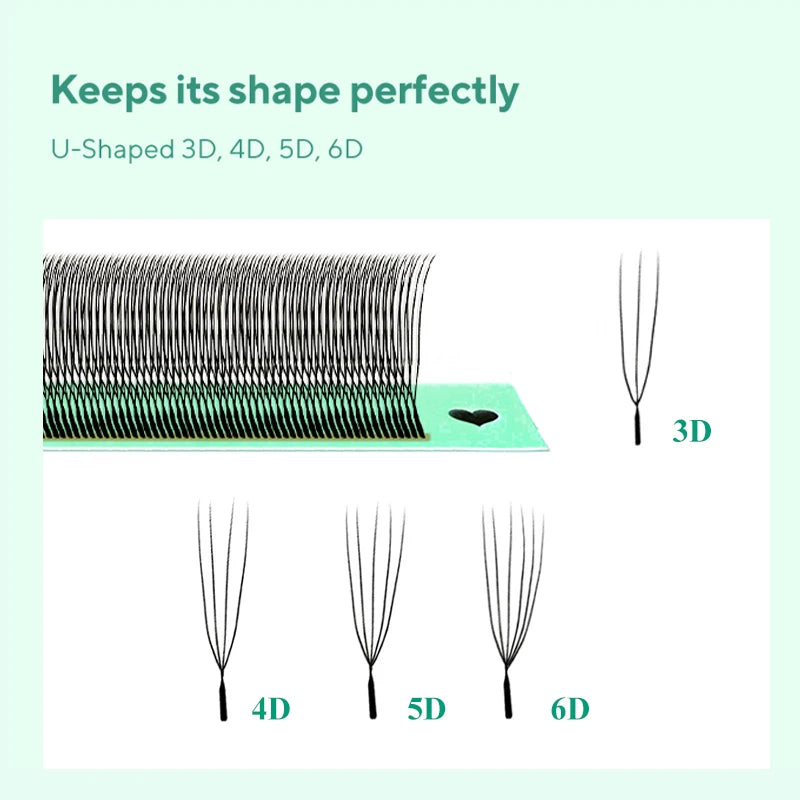 DIYDAY U Style 3D 4D 5D 6D Eyelash Extension Handmade U-shaped Premade Volume Lashes BASF PBT Fiber Nartural Mink False Eyelash