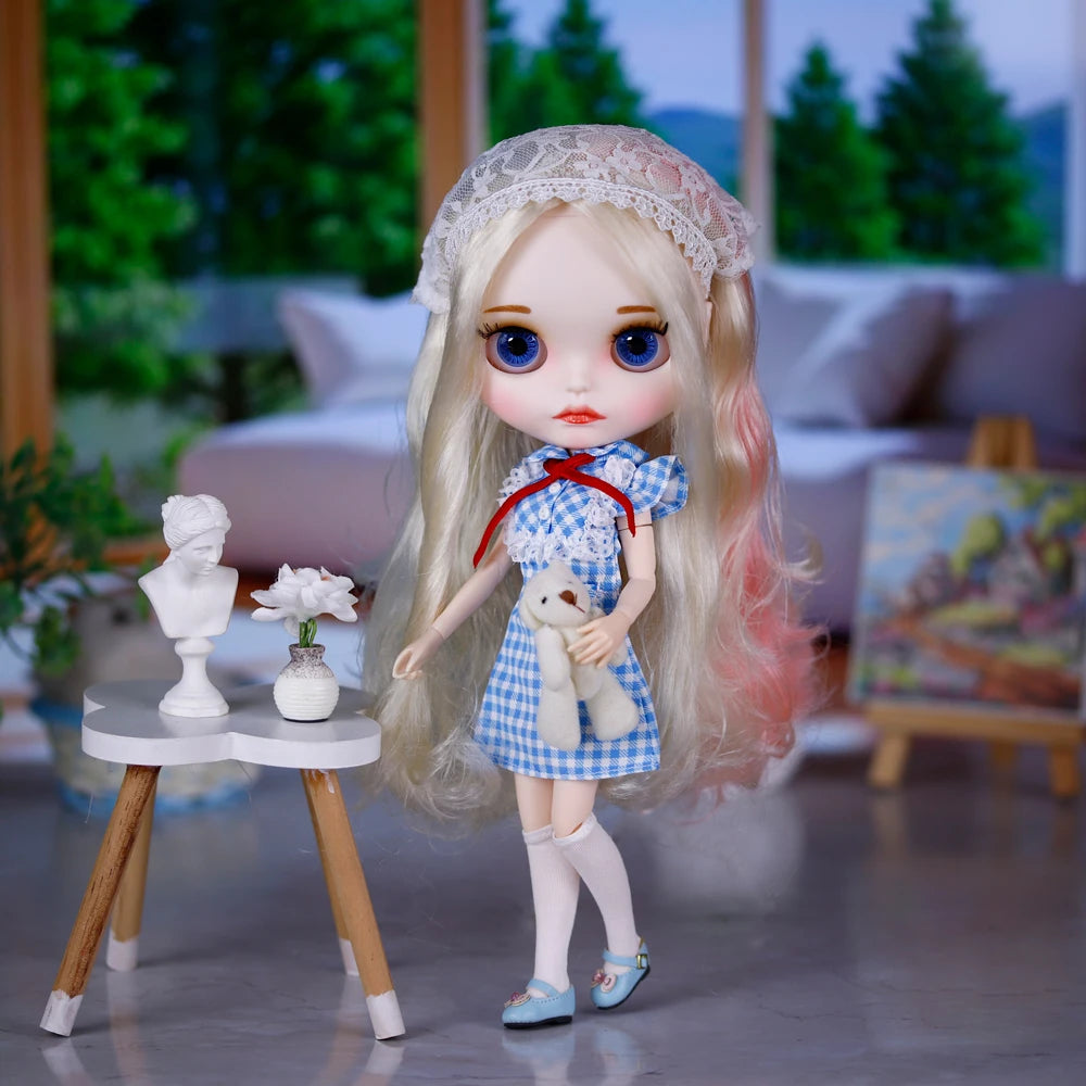ICY DBS Blyth Doll Pleated Skirt Leather Jacket Hat Set Anime Girl jiontBody 1/6 BJD