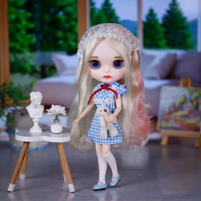 ICY DBS Blyth Doll Pleated Skirt Leather Jacket Hat Set Anime Girl jiontBody 1/6 BJD