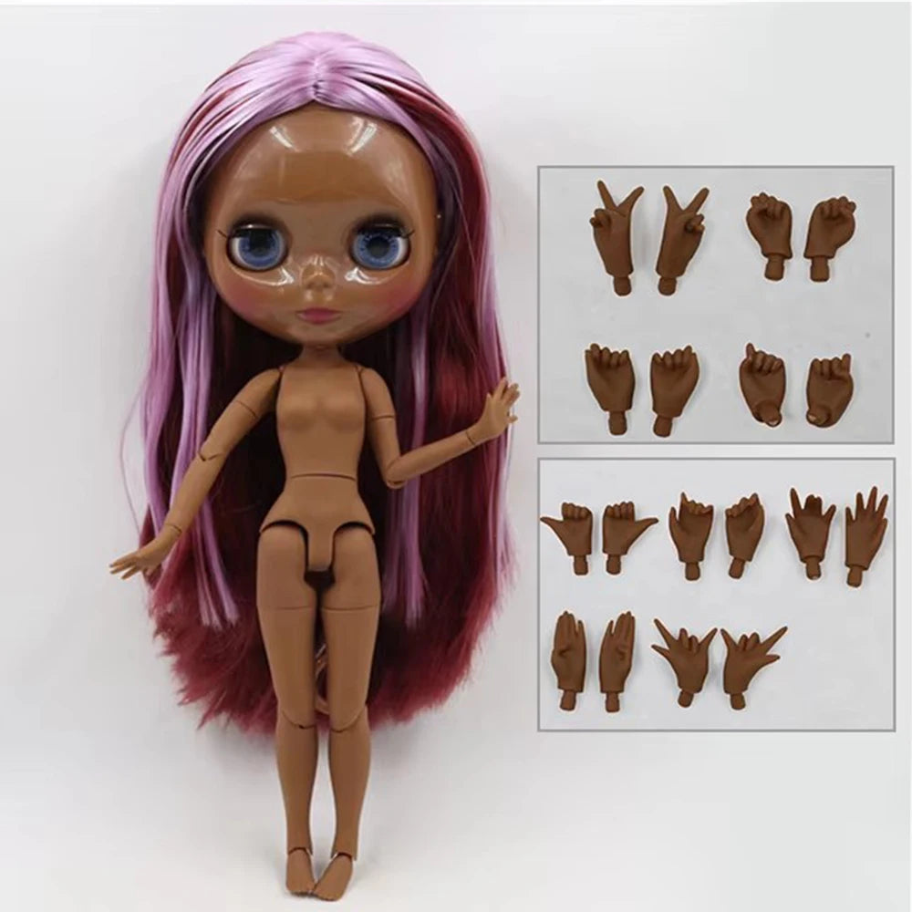 ICY DBS Blyth Doll Toy blyth doll joint body super black skin bjd 30cm doll for DIY custom doll anime girls