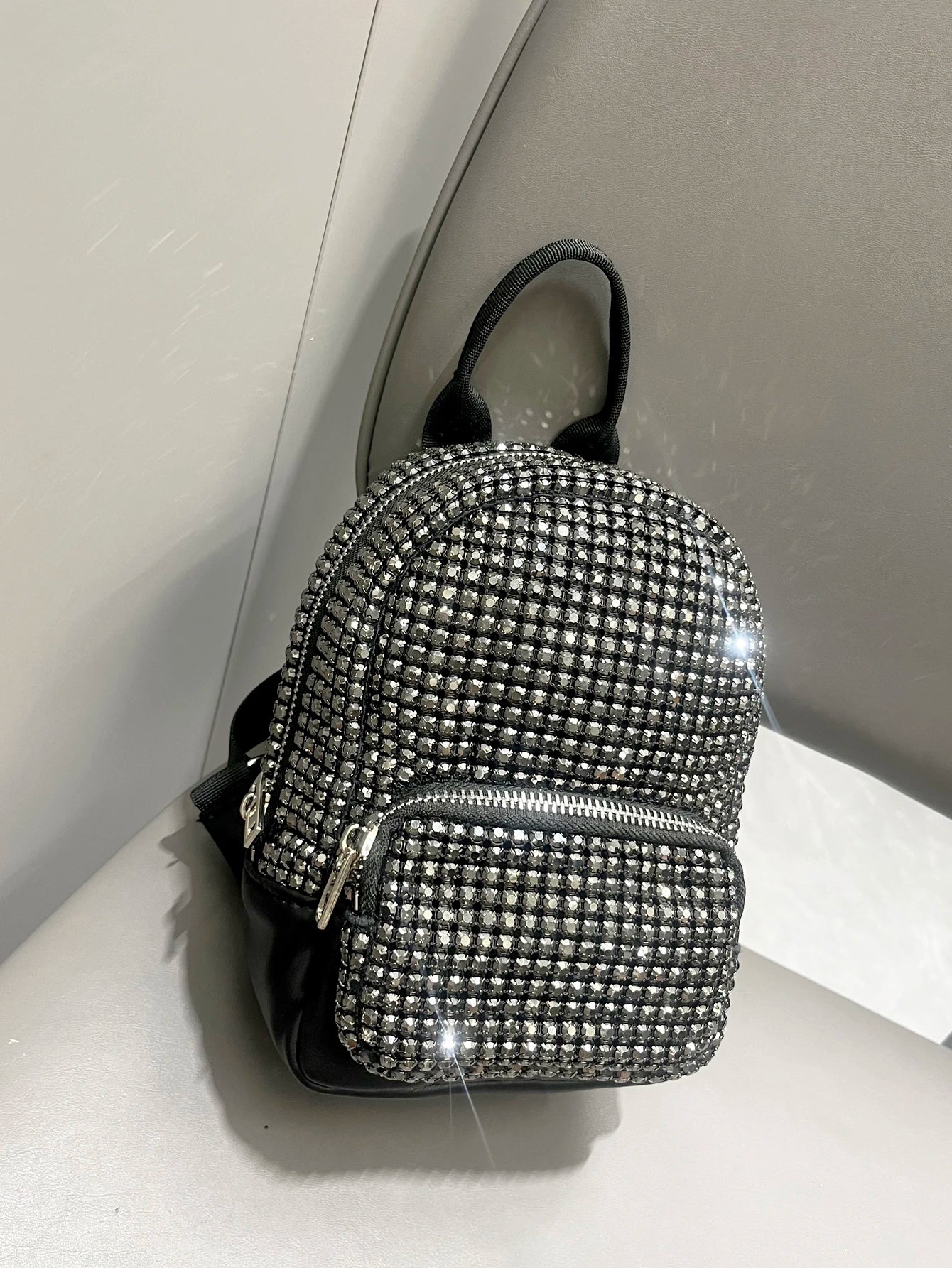Women's Crystal Rhinestone Metallic Backpack – Mini Size, 4 Colors