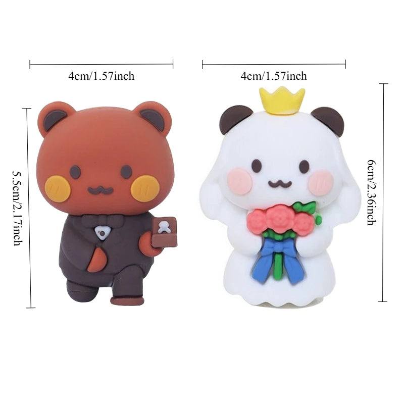 Hot Bubu and Dudu Panda Bear Figure Doll Wedding Figurine Kawaii Action Toy Collection Ornaments for Fans Friends Gifts