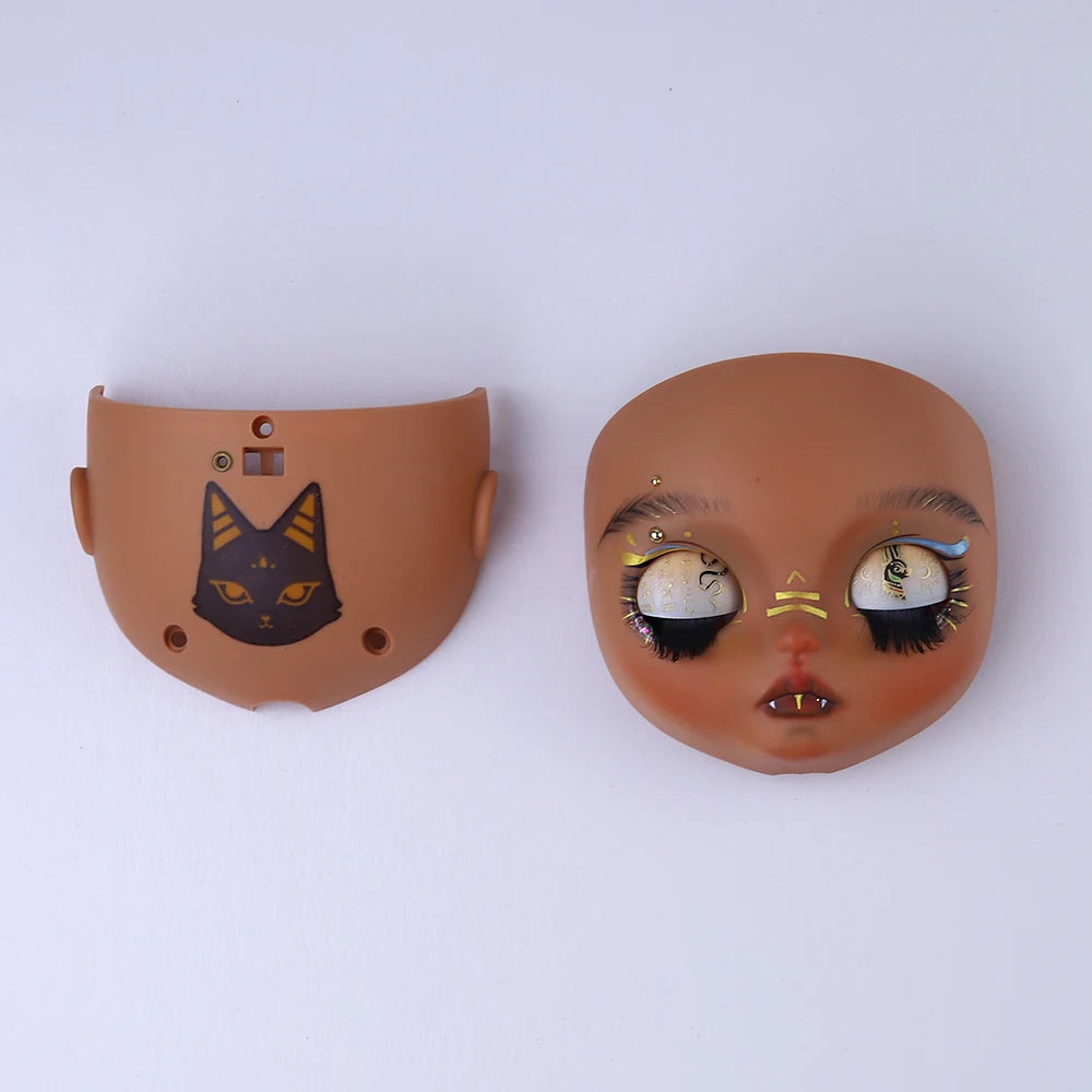 Blyth 1/6 doll hand drawn makeup face shell Blank Makeup DIY frosted face handmade