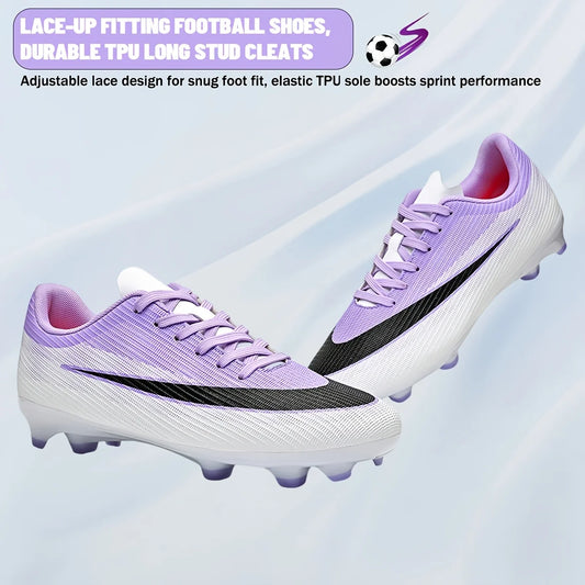 Adult Men AG/FG Football Boots Firm Ground Cleats Comfort PU Non‑Slip Sole For Outdoor Pitch Football Game And Competition
