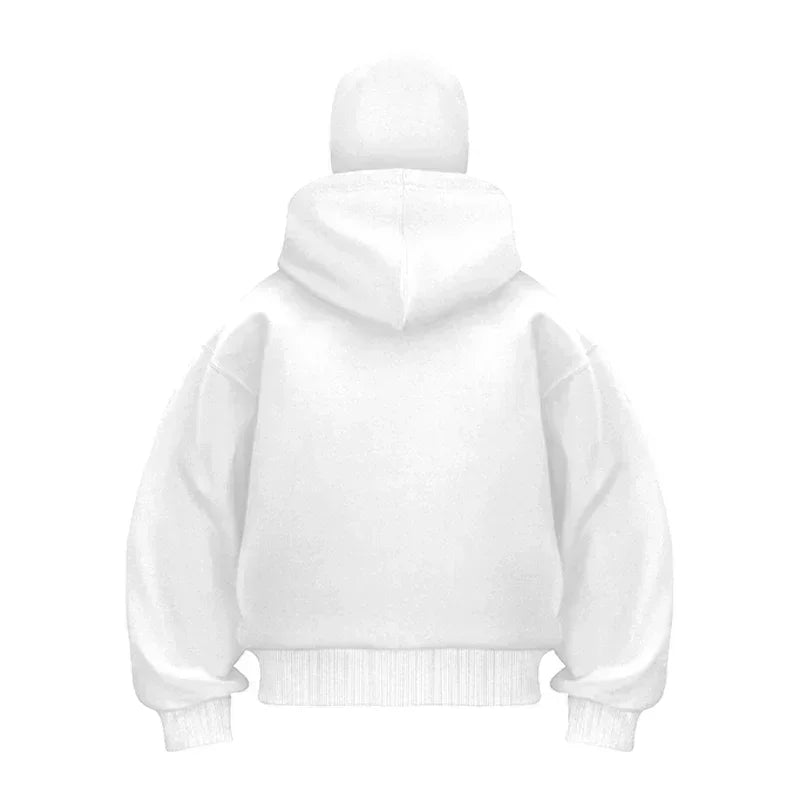 Men and women Balaclava Y2K Gothic Harajuku winter Warm new item double hooded sweatshirt men's hooded mask zipper sports Jacket