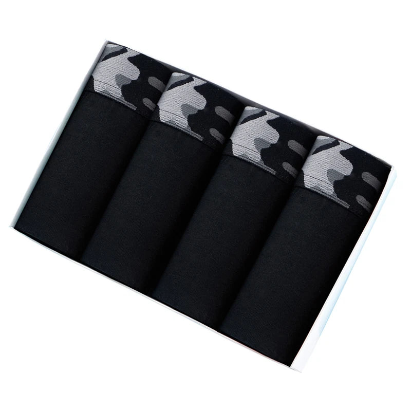 4pcs Cotton Boxers For Man Underwear Sexy Print Men's Panties Plus Size Brands Camouflage Mens Underpants Shorts