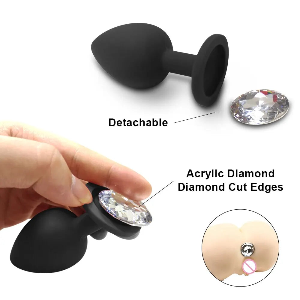 Soft Silicone Butt Plug Anal Plug Unisex Sex Stopper 3 Different Size Adult Toys for Men/Women Anal Trainer for Couples
