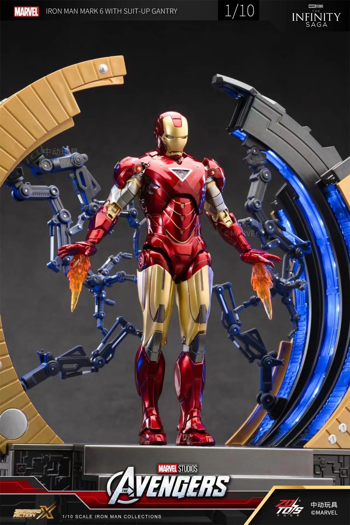 ZD Toys Avengers Iron Man Action Figure MK6 Suit-up Gantry Suit Up Gantry With MK4 Tony Stark Legends Collection Toy Gift