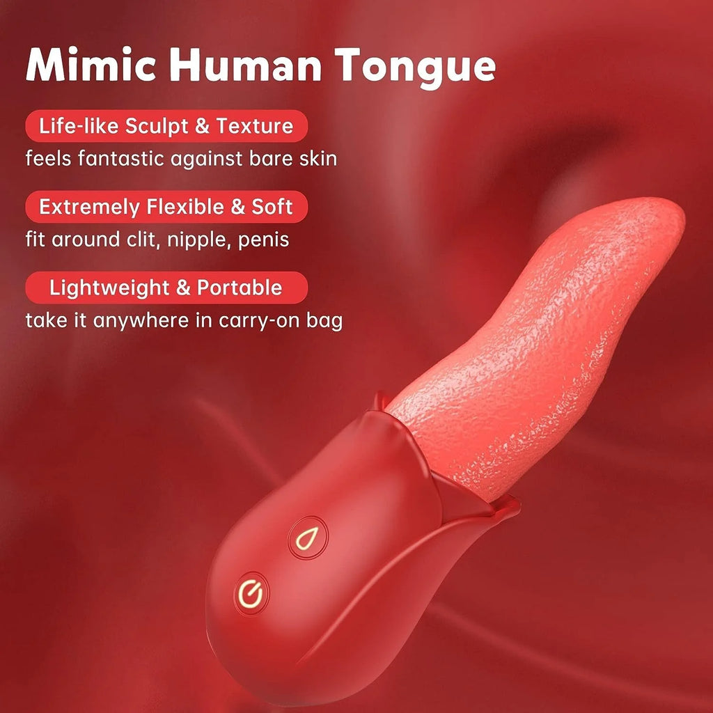 Clitoral Vibrator Adult Sex Toys for Women,Rose Sex Toy Realistic Tongue Vibrators Toys for Licking Clitoris Nipple Massager