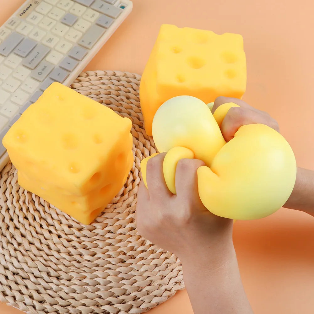 Giant Cube Cheese Squeeze Toy Simulation Extra Large Size Cheese Fidget Toy Slow Rebound Shapeable Venting Ball for Adult Gifts