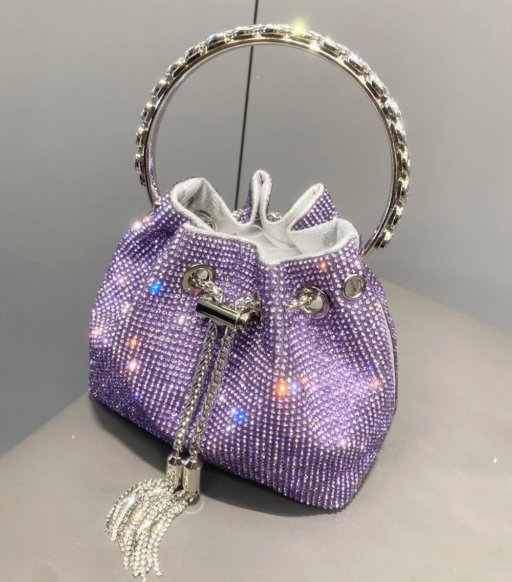 Women's Crystal Rhinestone Bucket Clutch Bag – Evening & Banquet, 7 Colors - TRYSHOPPY